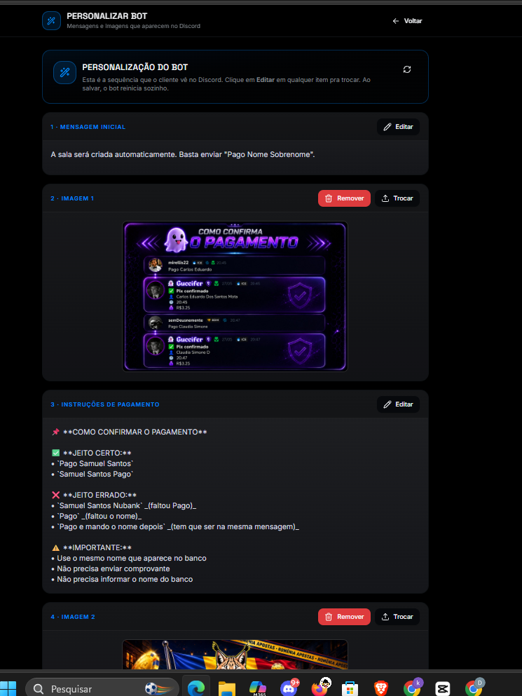 Personalização completa do bot