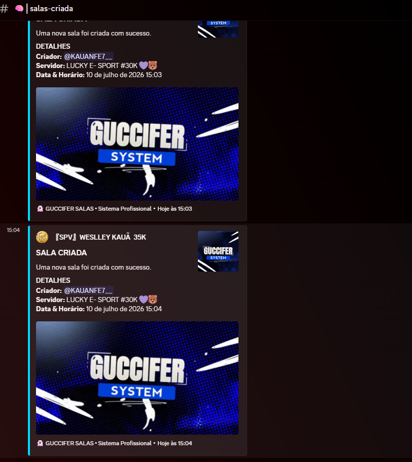 Canal de salas criadas