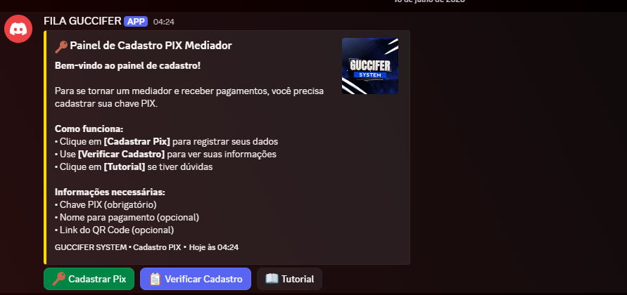 Cadastro de PIX Mediador