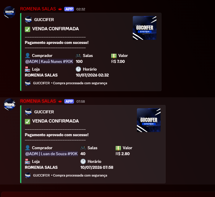 Logs de vendas em tempo real