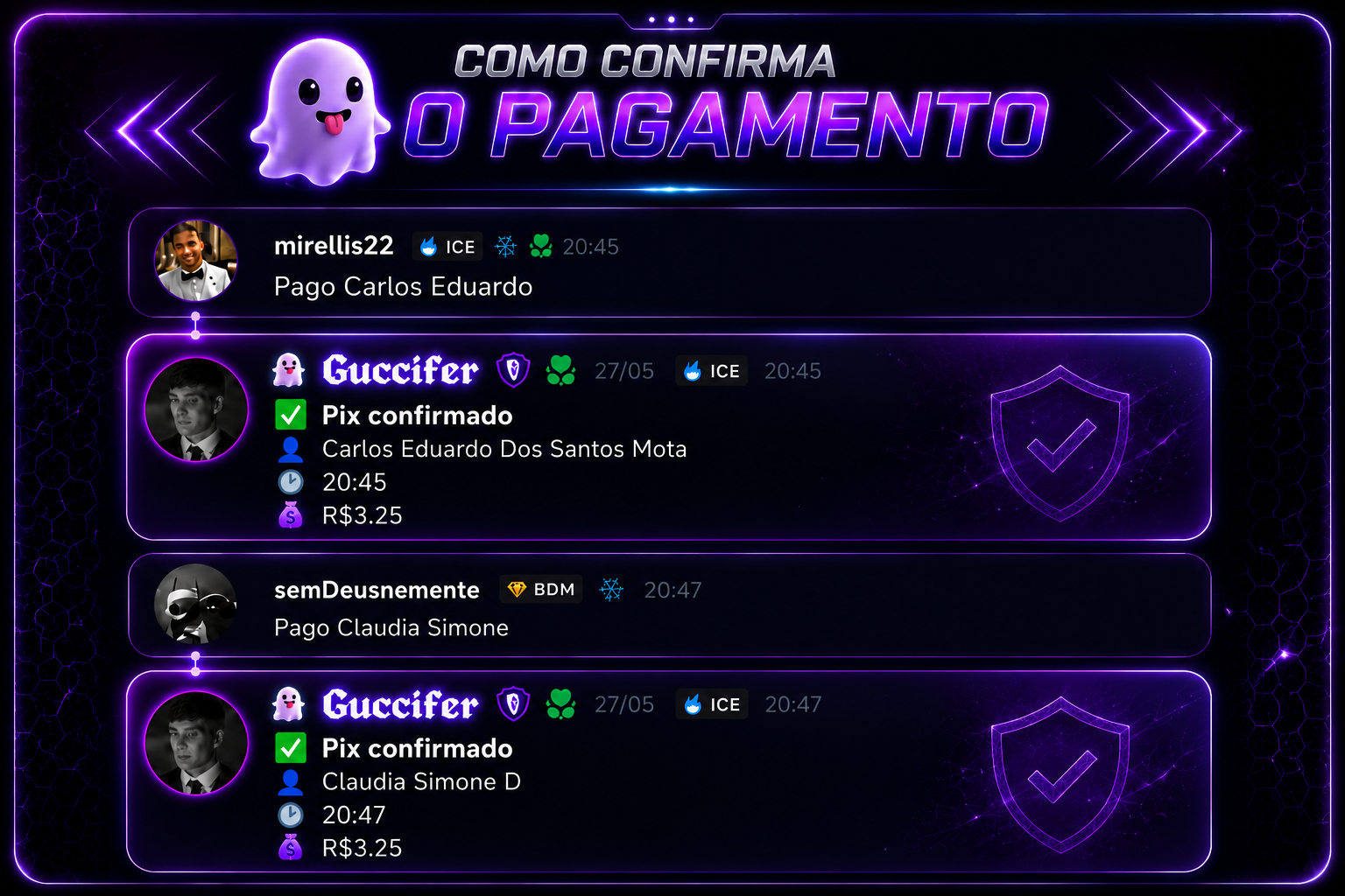 Exemplo das instruções de pagamento enviadas automaticamente pelo BOT DMK
